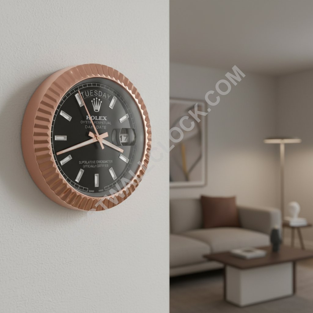  Day-Date "Roze Goud & Leisteen" Stijl – Dealer Display Wandklok - Afbeelding 8