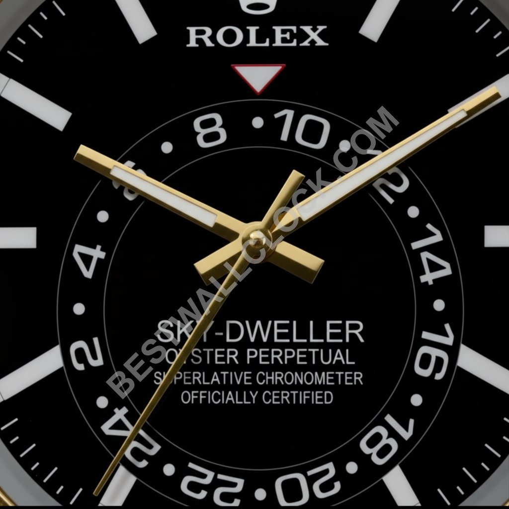 Rolex Sky-Dweller "Black Dial" Style – Dealer Display Wall Clock (Smooth Bezel) - Image 2