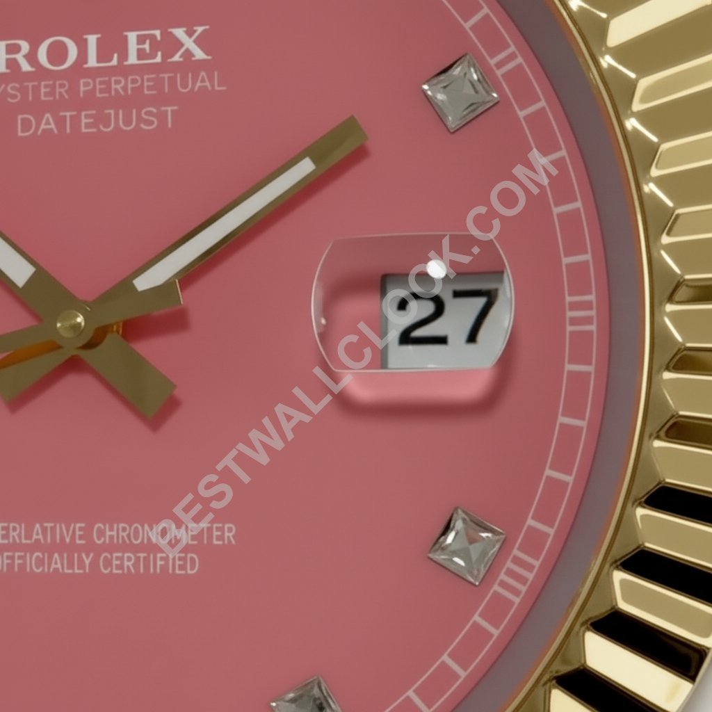 Rolex Datejust Style – Dealer Display Wall Clock (Pink Dial) - Image 2