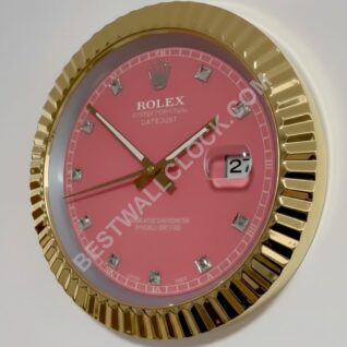 Rolex Datejust Style – Dealer Display Wall Clock (Pink Dial)