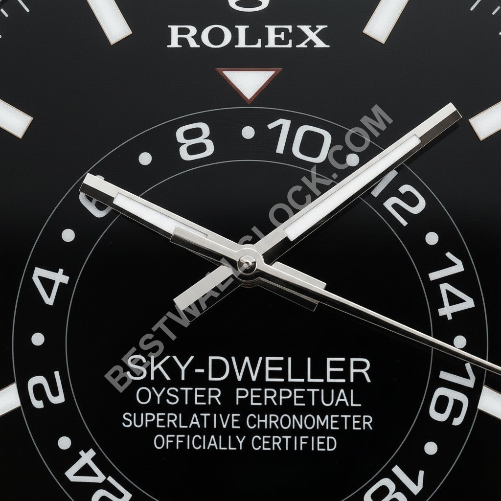 Rolex Sky-Dweller "Schwarzes Zifferblatt" Stil – dealer display Wanduhr (geriffelter Lünette) – Bild 2