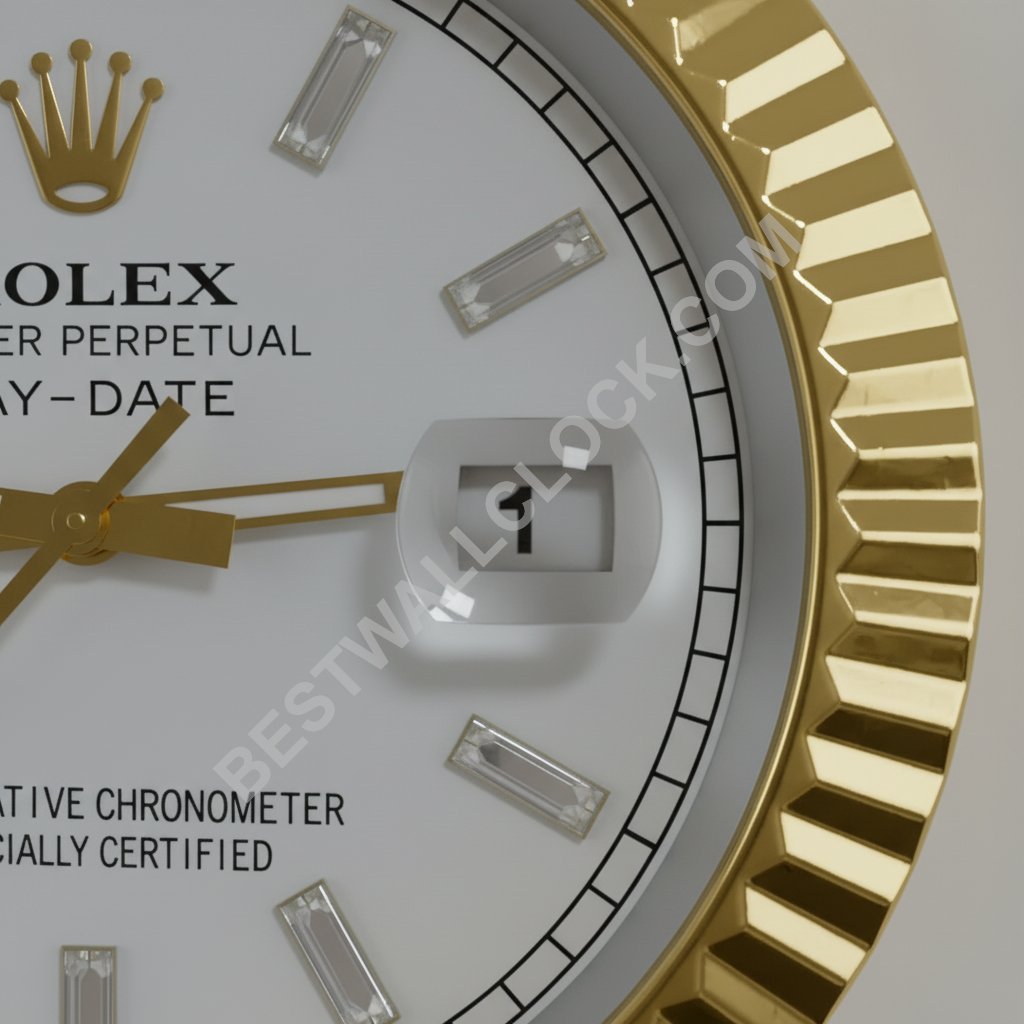  Day-Date Style – Dealer Display Wall Clock (Fluted Gold / Silver Dial) - Image 2