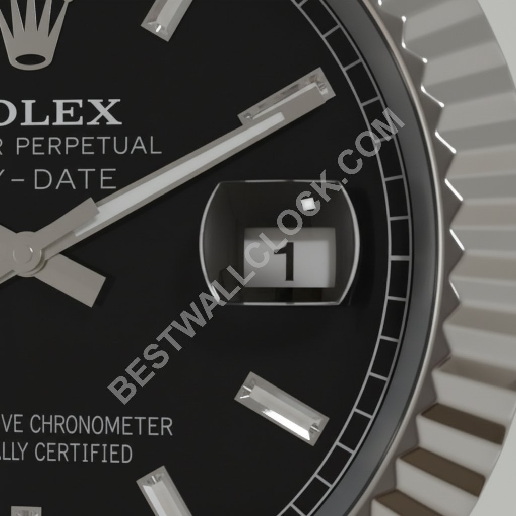 Zegar ścienny Day-Date "Białe Złoto i Czerń" – Dealer Display - obrazek 2