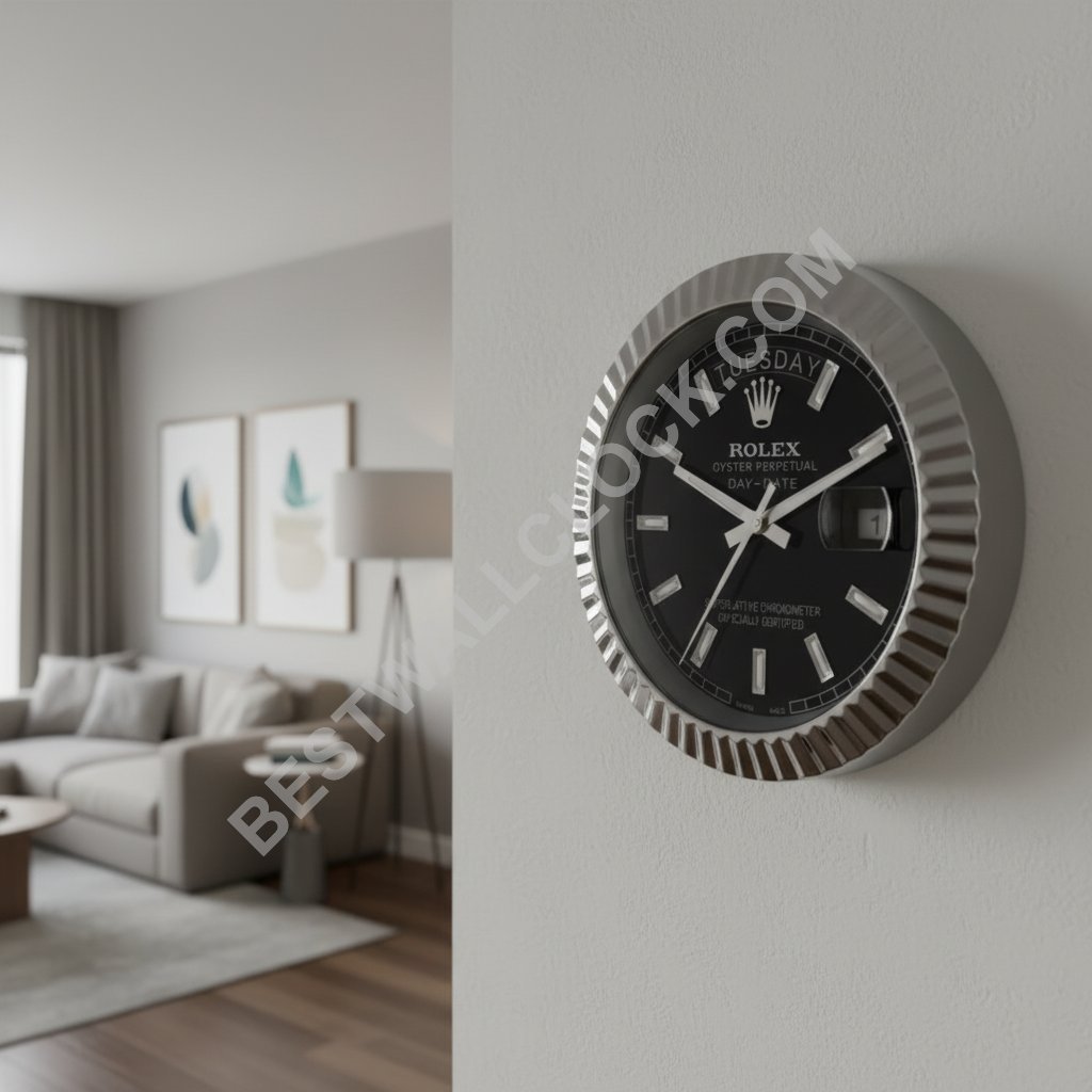 Zegar ścienny Day-Date "Białe Złoto i Czerń" – Dealer Display - obrazek 7