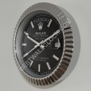 Rolex Day-Date "White Gold & Black" Style – Dealer Display Wall Clock