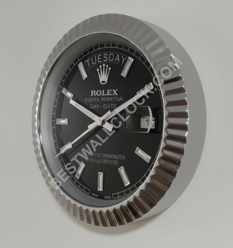 Zegar ścienny Day-Date "Białe Złoto i Czerń" – Dealer Display