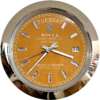 Close-up of a Rolex Oyster Perpetual Day-Date watch face with a golden dial displaying the day Salı and the date 29, featuring diamond hour markers and a silver bezel.