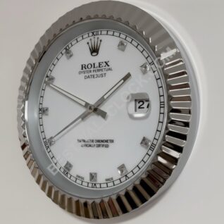 Datejust-Style White Fluted Bezel | Wall Clock