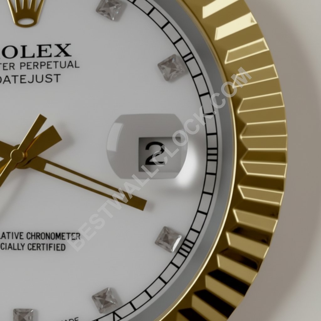 DATEJUST-Style White & Gold | Wall Clock - Image 2