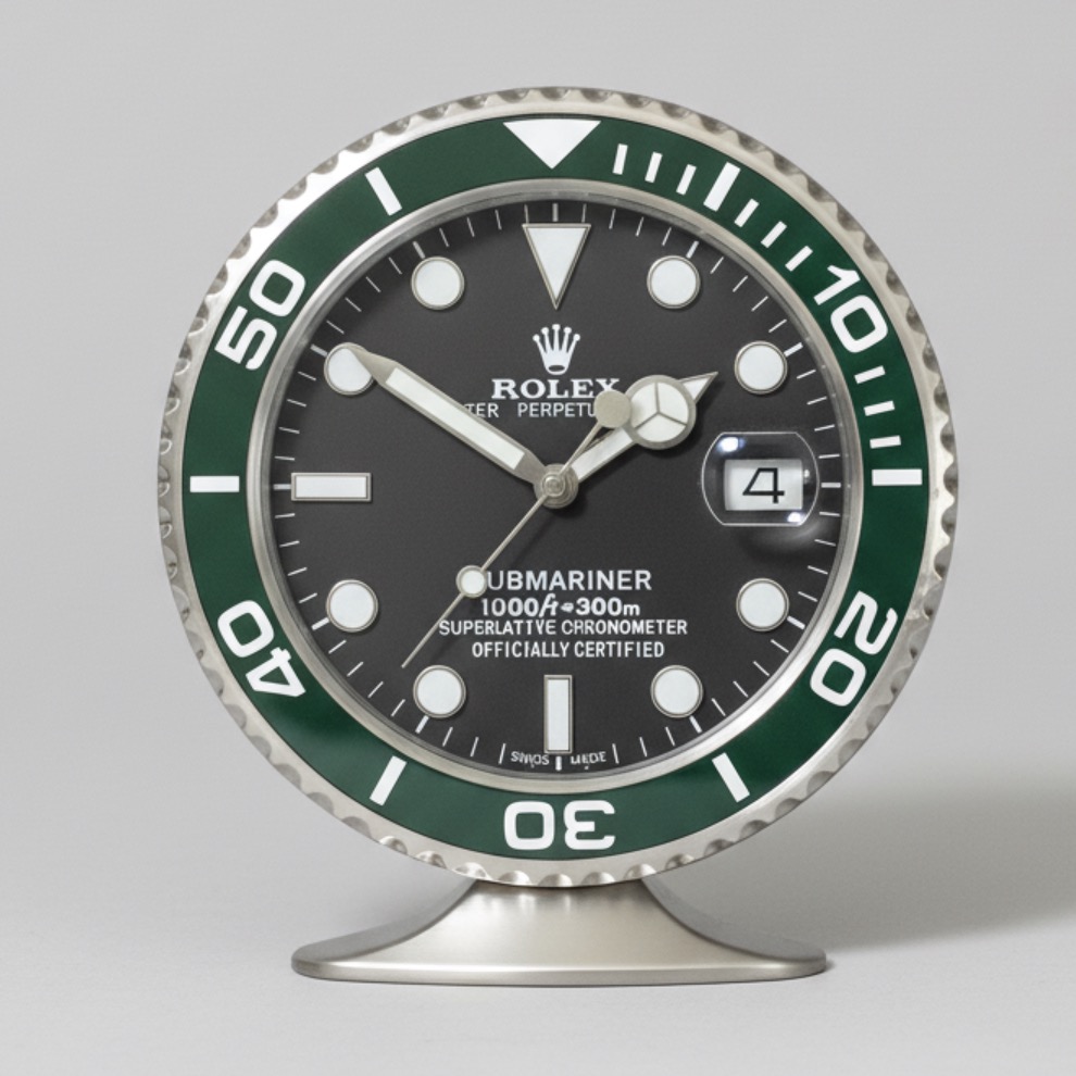 ROLEX DESK CLOCK INSPIRED - SUBMARINER - GREEN BEZEL EDITION