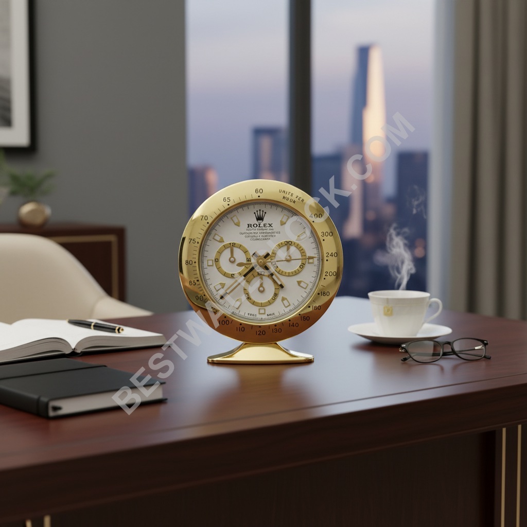 ROLEX DESK CLOCK INSPIRED - DAYTONA - GOLD & WHITE EDITION - Image 6