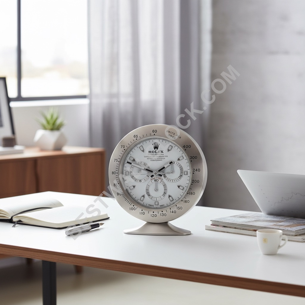 ROLEX DESK CLOCK INSPIRED - DAYTONA - SILVER & WHITE EDITION - Image 4