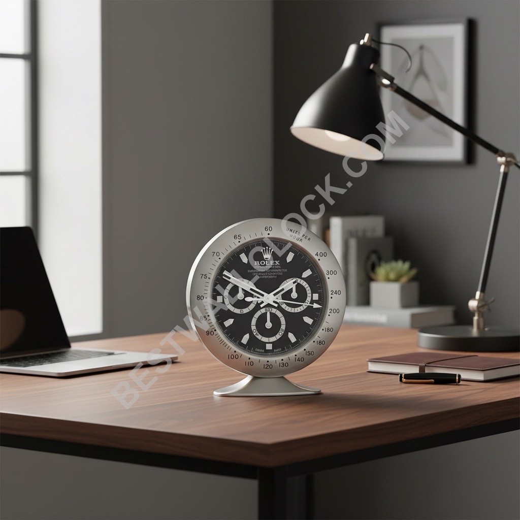 ROLEX MUURKLOK GEÏNSPIREERD - DAYTONA - SWART STAAL EDITIE - Image 6