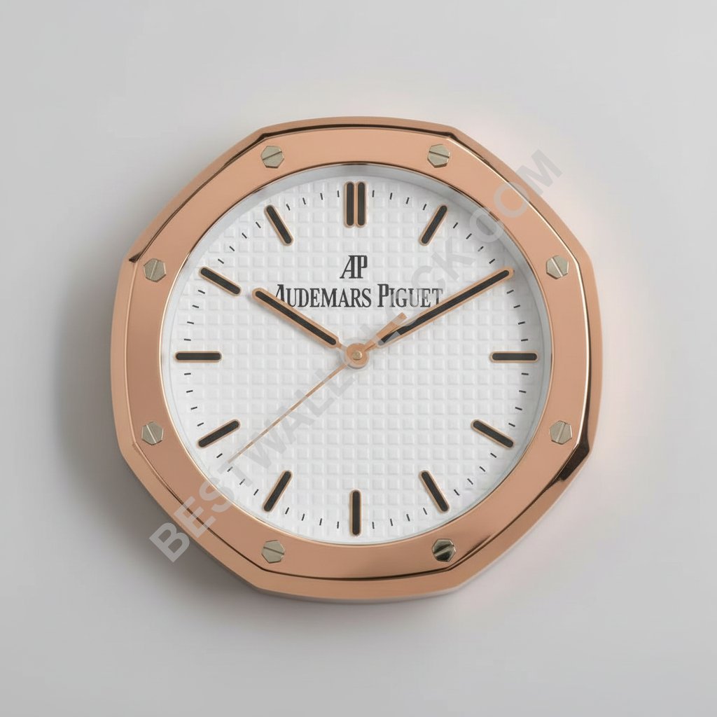Horloge murale de présentation Royal Oak Style | Édition or rose et blanche