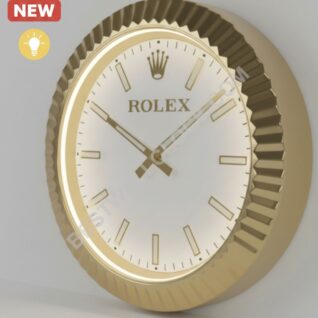 Presidential-Style "Illuminated" Wall Clock – Gold & White Fluted Bezel (USB Dimmable)
