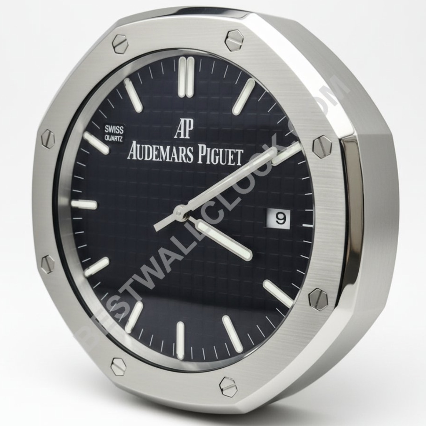 Audemars Piguet Royal Oak Stil – dealer display Wanduhr (Schwarzes "Tapisserie" Zifferblatt)