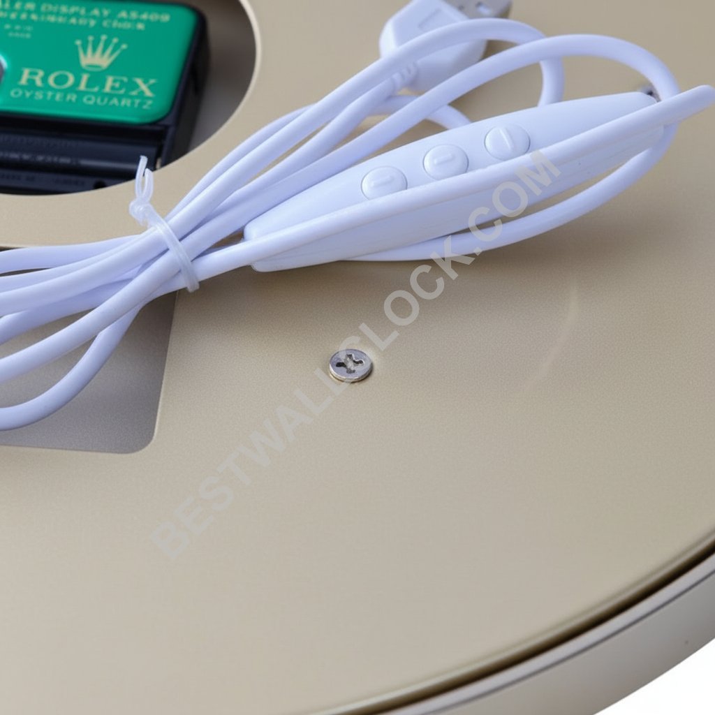 Presidential-Style "Illuminated" Dealer Display Wall Clock – Gold & White Fluted Bezel (USB Dimmable) - Image 7