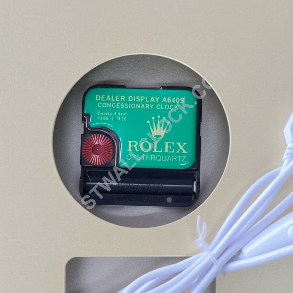 Presidential-Style "Illuminated" Dealer Display Wall Clock – Gold & White Fluted Bezel (USB Dimmable) - Image 5