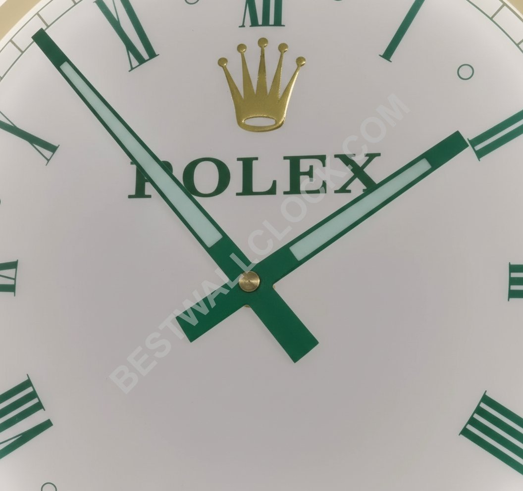 שעון קיר dealer display סגנון Datejust זהב וירוק מהדורת רומא "מואר" (ניתן לעמעום באמצעות USB) – תמונה 2