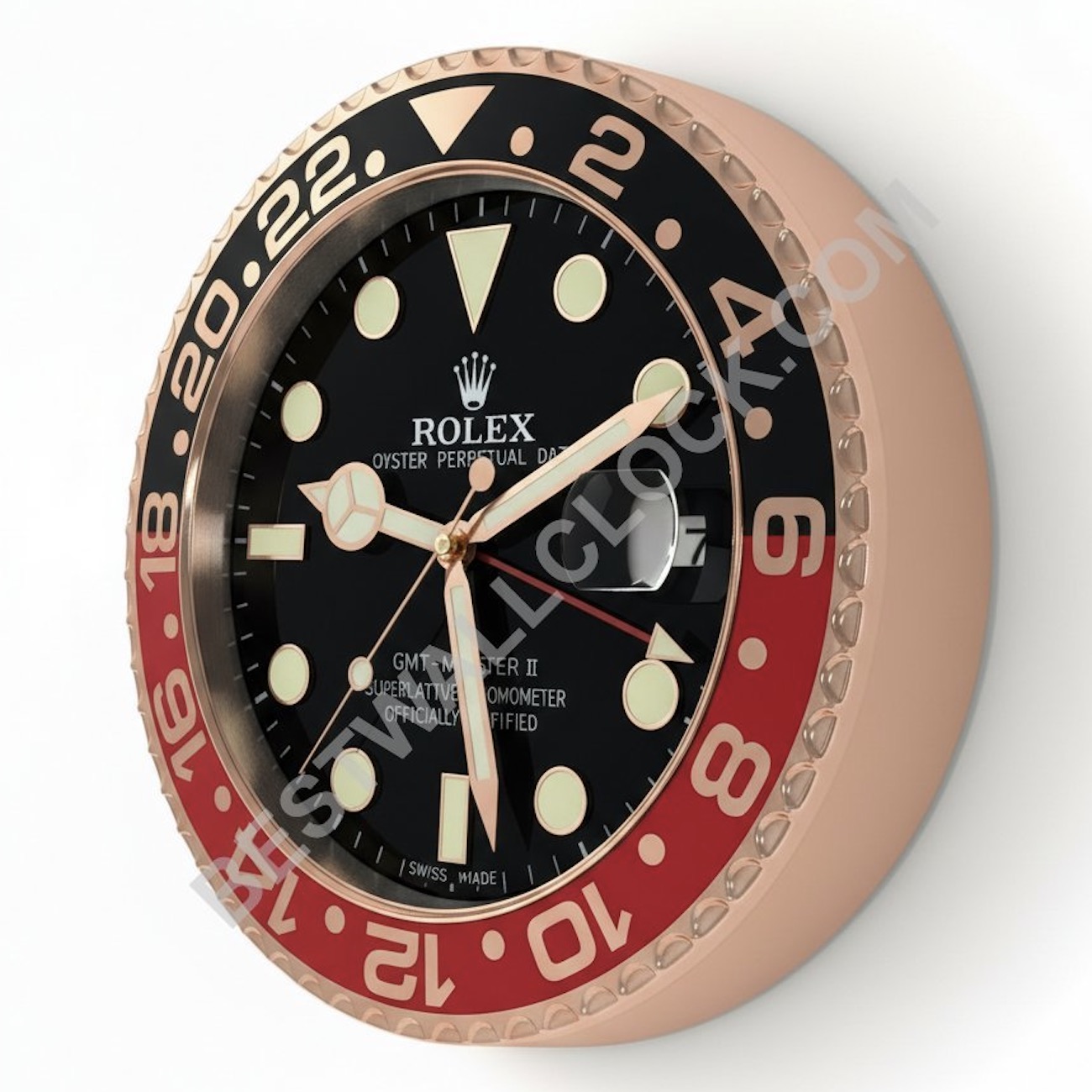 שעון קיר סטייל GMT-Master II – dealer display (מהדורת זהב ורוד ושחור/אדום)