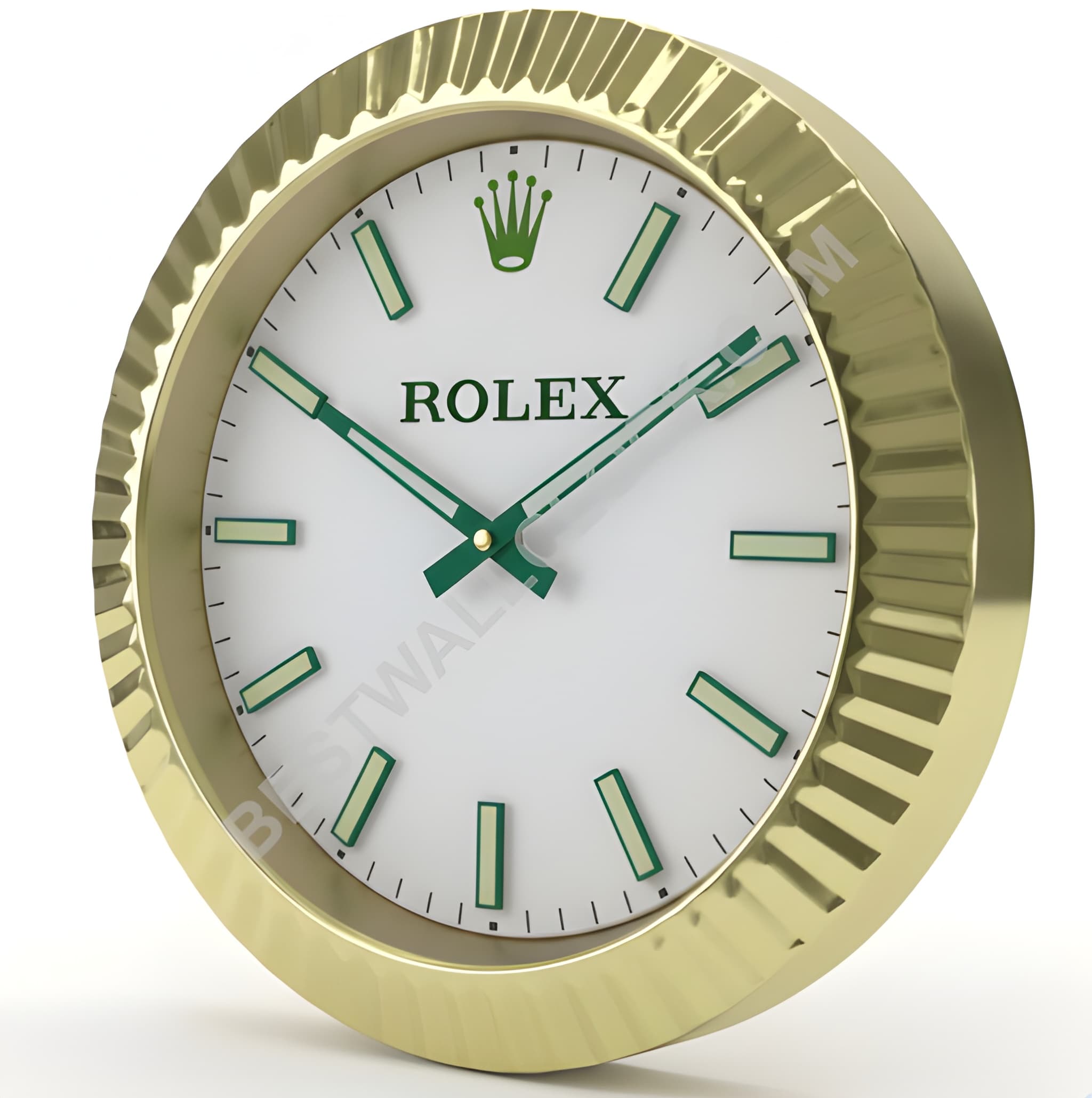  Oyster Perpetual Style – Dealer Display Wall Clock (Gold & Green Baton Edition)