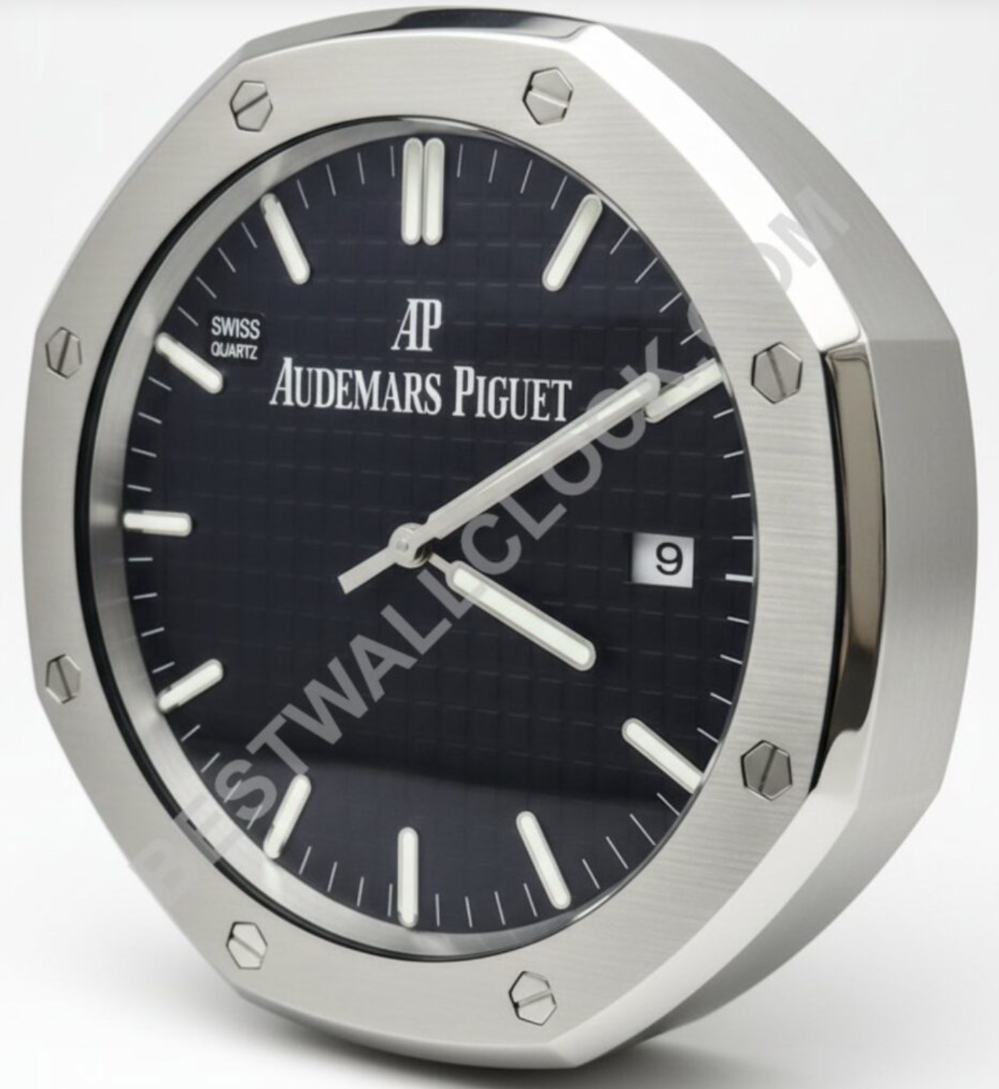 Audemars Piguet Royal Oak Stil – dealer display Wanduhr (Schwarzes "Tapisserie" Zifferblatt)