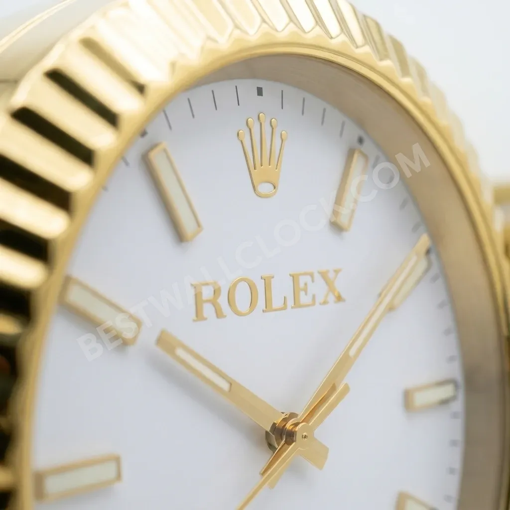 Rolex Oyster Perpetual Gold (DOPPELT) Gerilltes Weißes Zifferblatt 34cm – Händler-Ausstellungs-Wanduhr – Bild 5