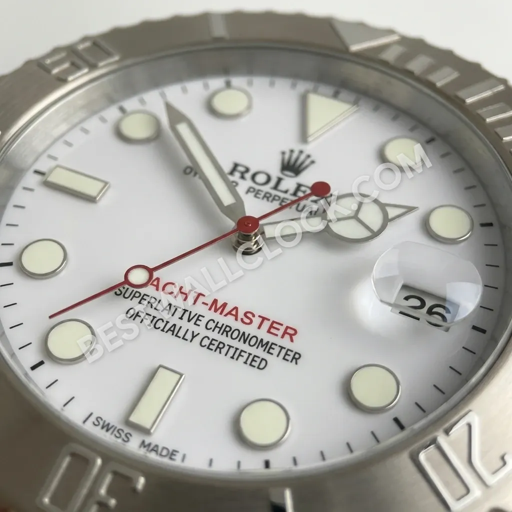 Yacht-Master Style Dealer Display Wall Clock (Platinum & White Edition)