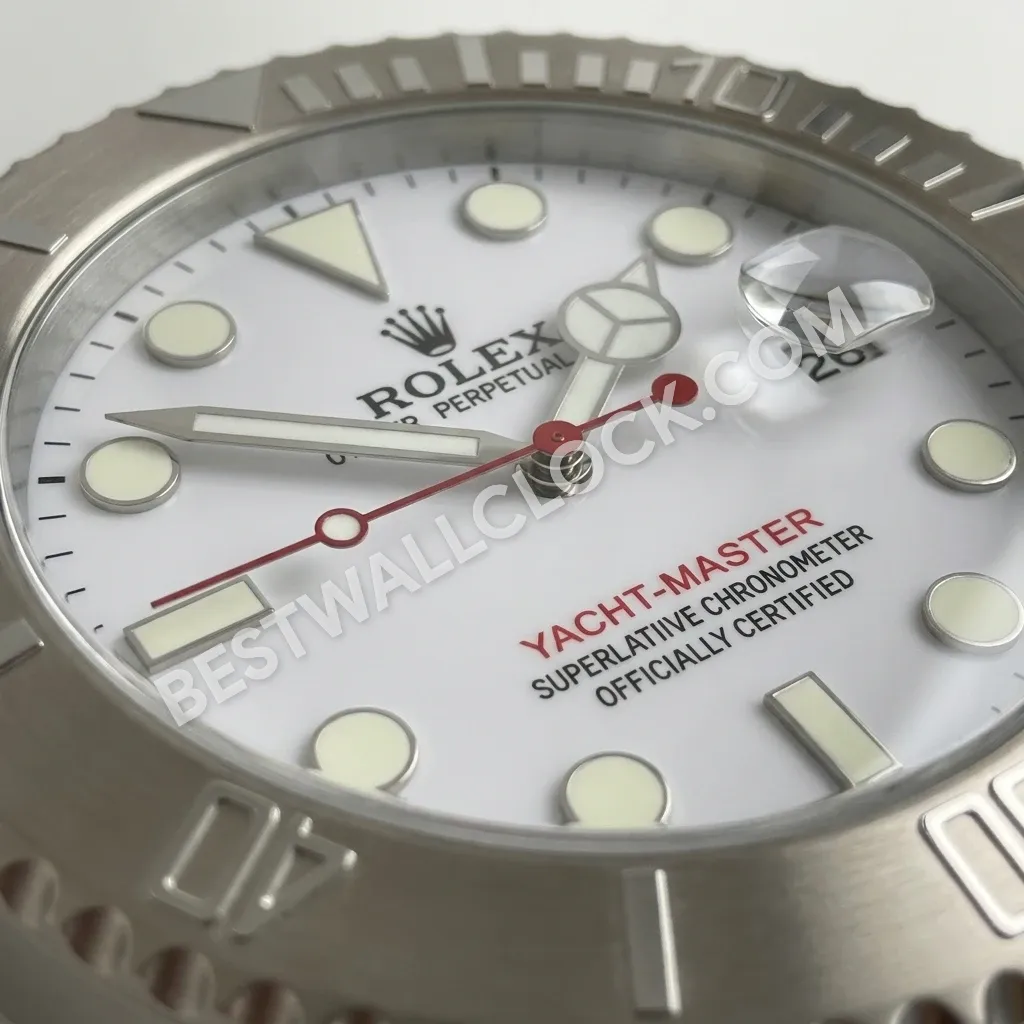 Yacht-Master Style Dealer Display Wall Clock (Platinum & White Edition)