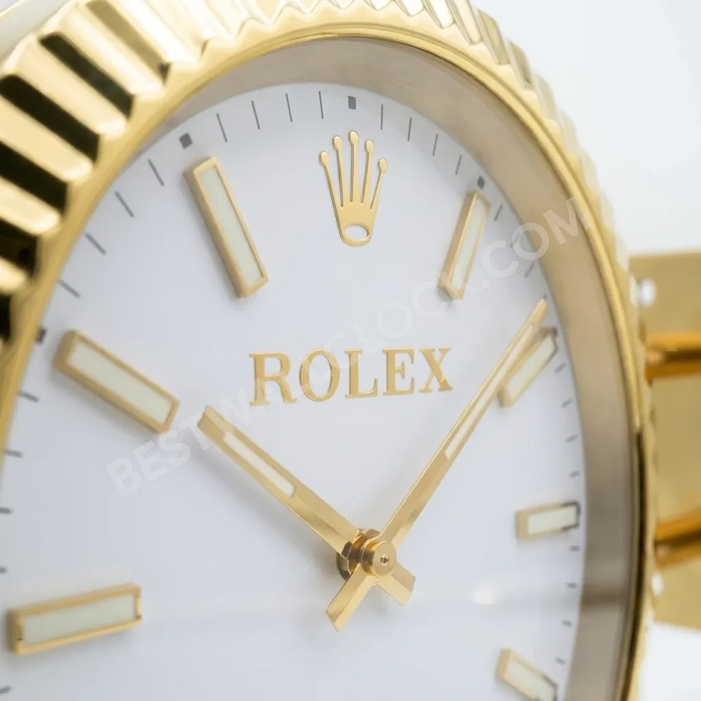 Rolex Oyster Perpetual Gold (DOPPELT) Gerilltes Weißes Zifferblatt 34cm – Händler-Ausstellungs-Wanduhr – Bild 3