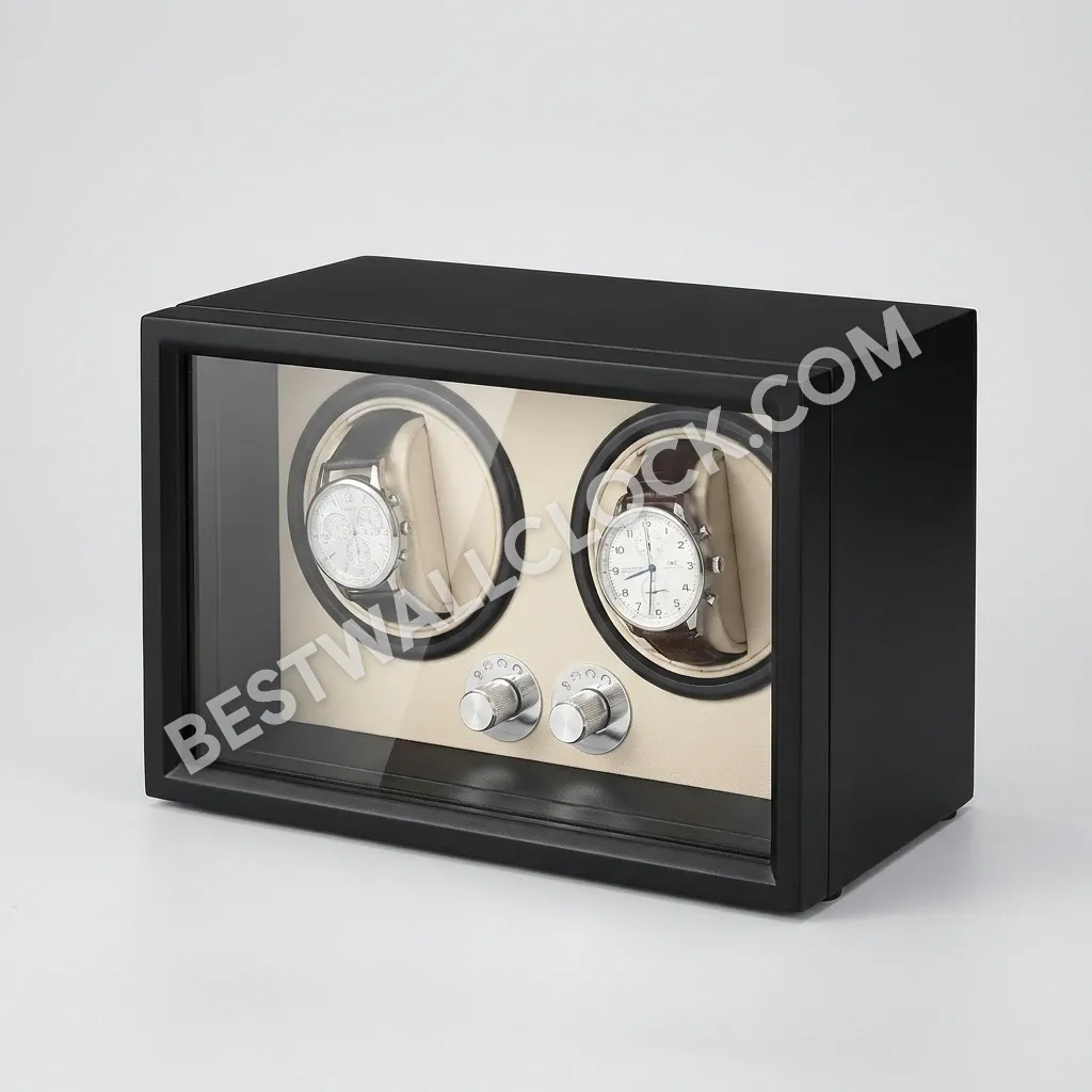 Premium Watch Winder for Automatic Calibers - Matte Black Finish, 2 Slots