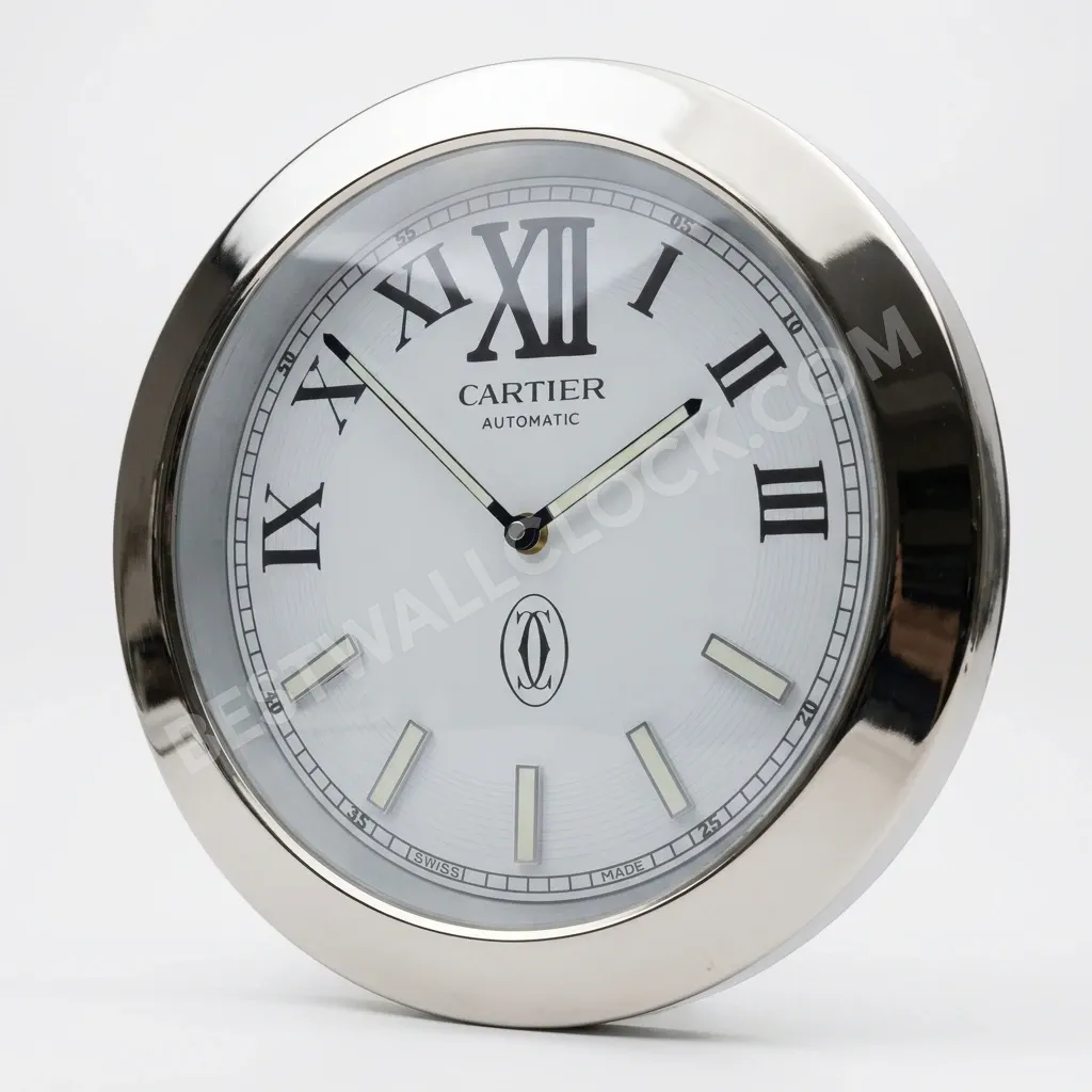 Calibre de Cartier Silver & White ("Silver & White") 34cm – Dealer Display Wall Clock