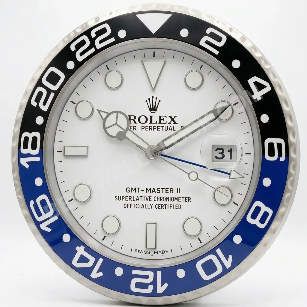 Rolex GMT-Master II White Dial "Batman" Blue & Black 34cm (with magnifier) – Dealer Display Wall Clock