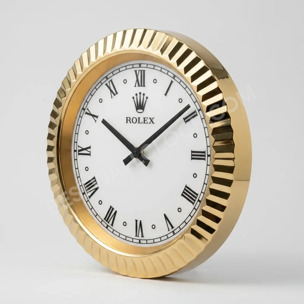 Datejust White Roman Gold Fluted Bezel 34cm – Dealer Display Wall Clock