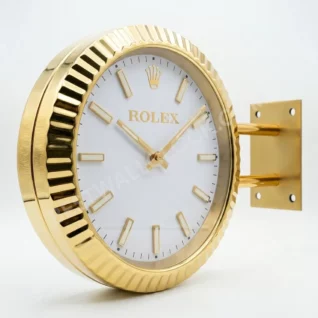 Rolex Oyster Perpetual Gold (DOUBLE) Fluted White Dial 34cm – Dealer Display Wall Clock