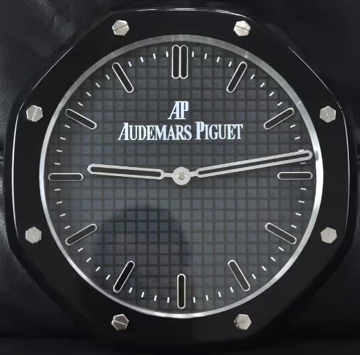 Orologio da parete da esposizione per rivenditori Audemars Piguet Royal Oak Style (Stile ceramica nera e quadrante nero)