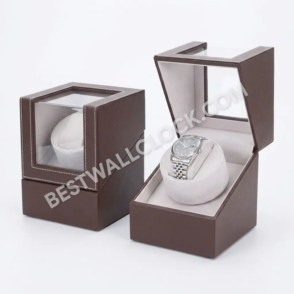 The Heritage Single Automatic Watch Winder with Contrast Saddle Stitching - Image 2