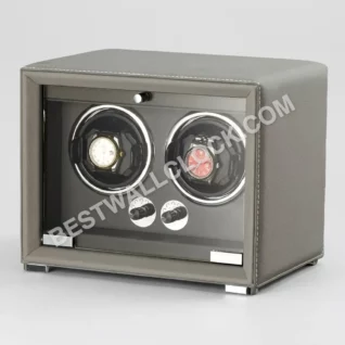 Premium Watch Winder for Automatic Calibers - Grey Vegan Leather / Contrast Stitch / 2 Slots
