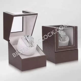 The Heritage Single Automatic Watch Winder with Contrast Saddle Stitching