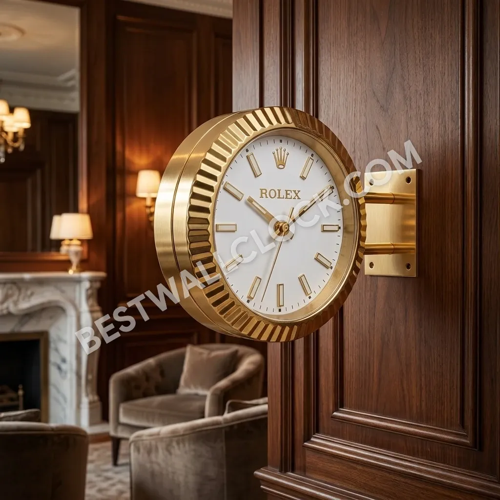 Oyster Perpetual Gold (DOUBLE) Fluted White Dial 34cm – Dealer Display Wall Clock - Image 11
