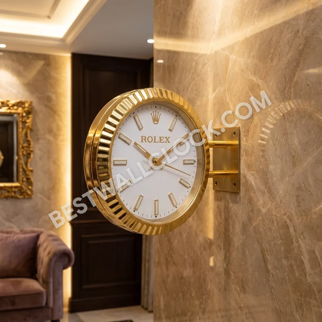Oyster Perpetual Gold (DOUBLE) Fluted White Dial 34cm – Dealer Display Wall Clock - Image 12