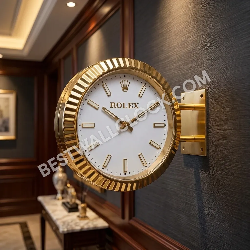 Oyster Perpetual Gold (DOUBLE) Fluted White Dial 34cm – Dealer Display Wall Clock - Image 13