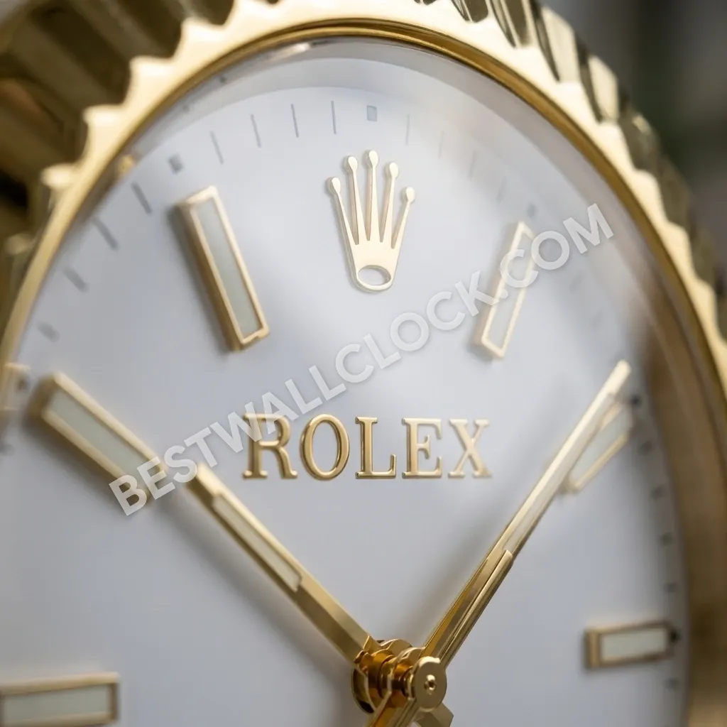 Oyster Perpetual Gold (DOUBLE) Fluted White Dial 34cm – Dealer Display Wall Clock - Image 5
