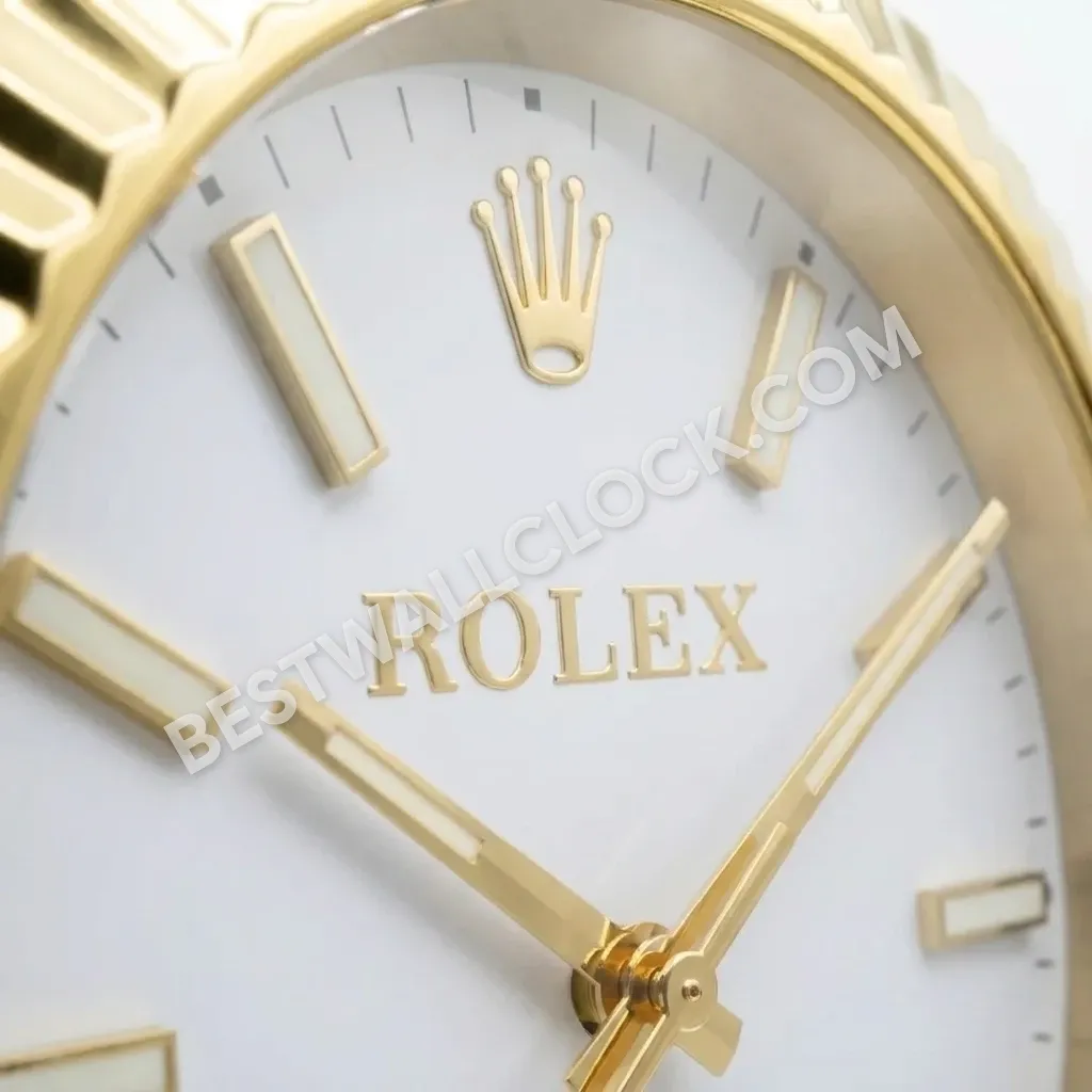 Oyster Perpetual Gold (DOUBLE) Fluted White Dial 34cm – Dealer Display Wall Clock - Image 7