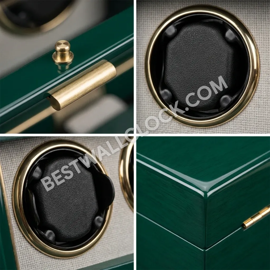 Premium Product - Emerald Green Lacquer Dual Watch Winder - 25cm - Image 4
