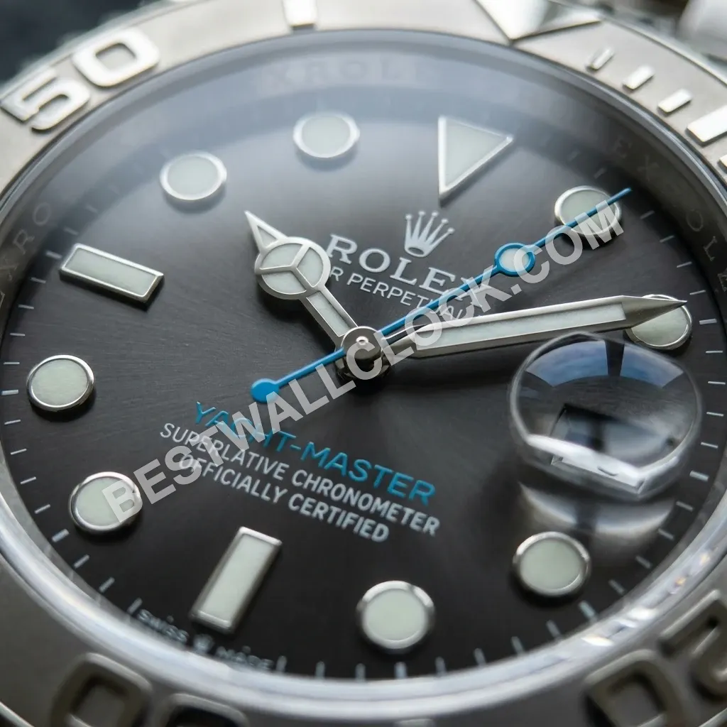Yacht-Master ("Rhodium Steel Blue") 34cm (with magnifier) – Dealer Display Wall Clock - Image 5