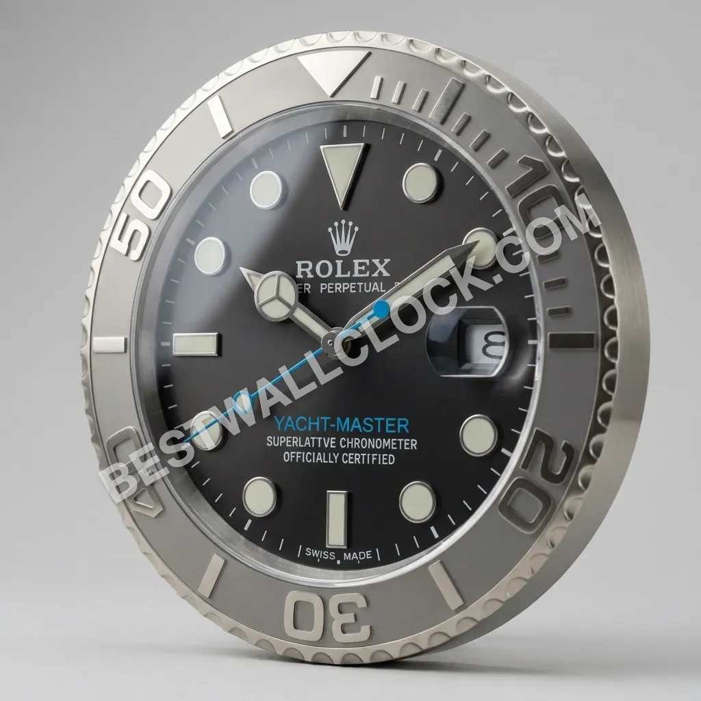 Yacht-Master ("Rhodium Steel Blue") 34cm (with magnifier) – Dealer Display Wall Clock