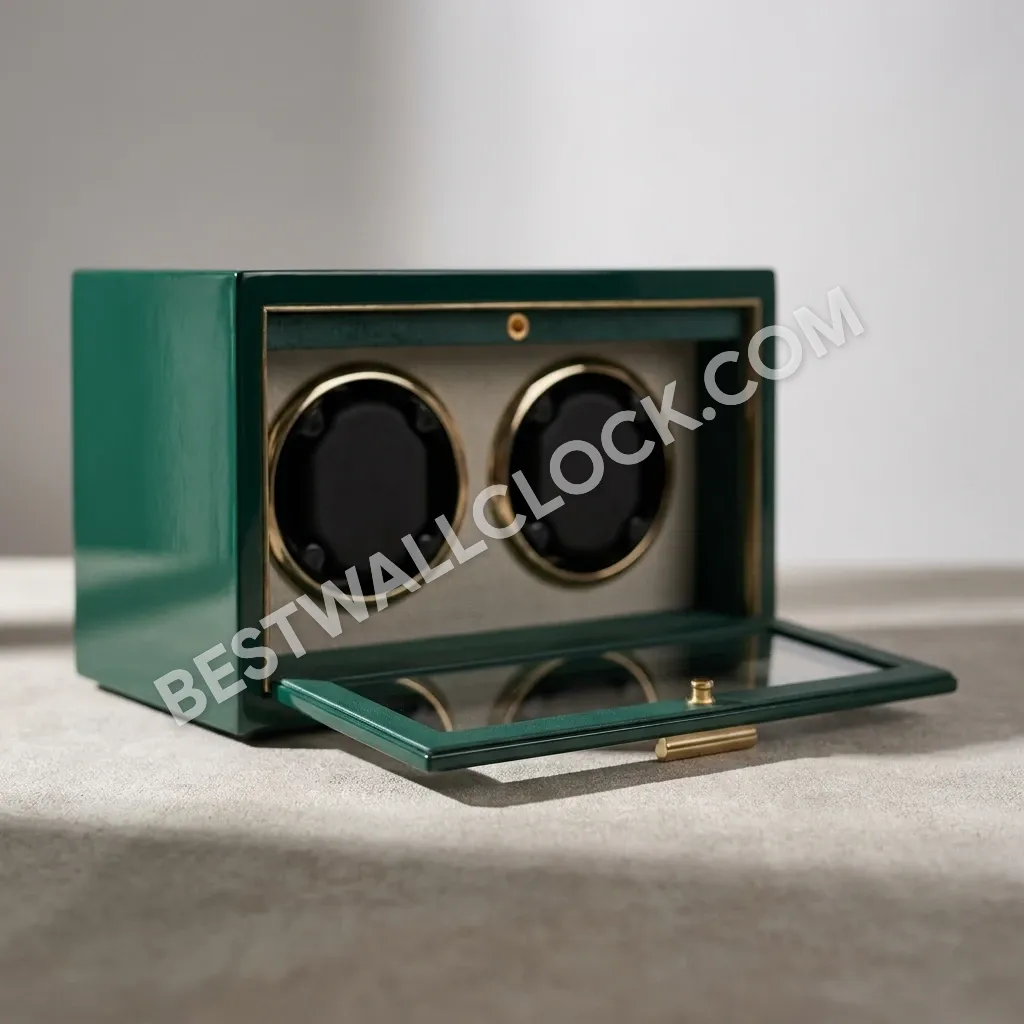Premium Product - Emerald Green Lacquer Dual Watch Winder - 25cm - Image 5