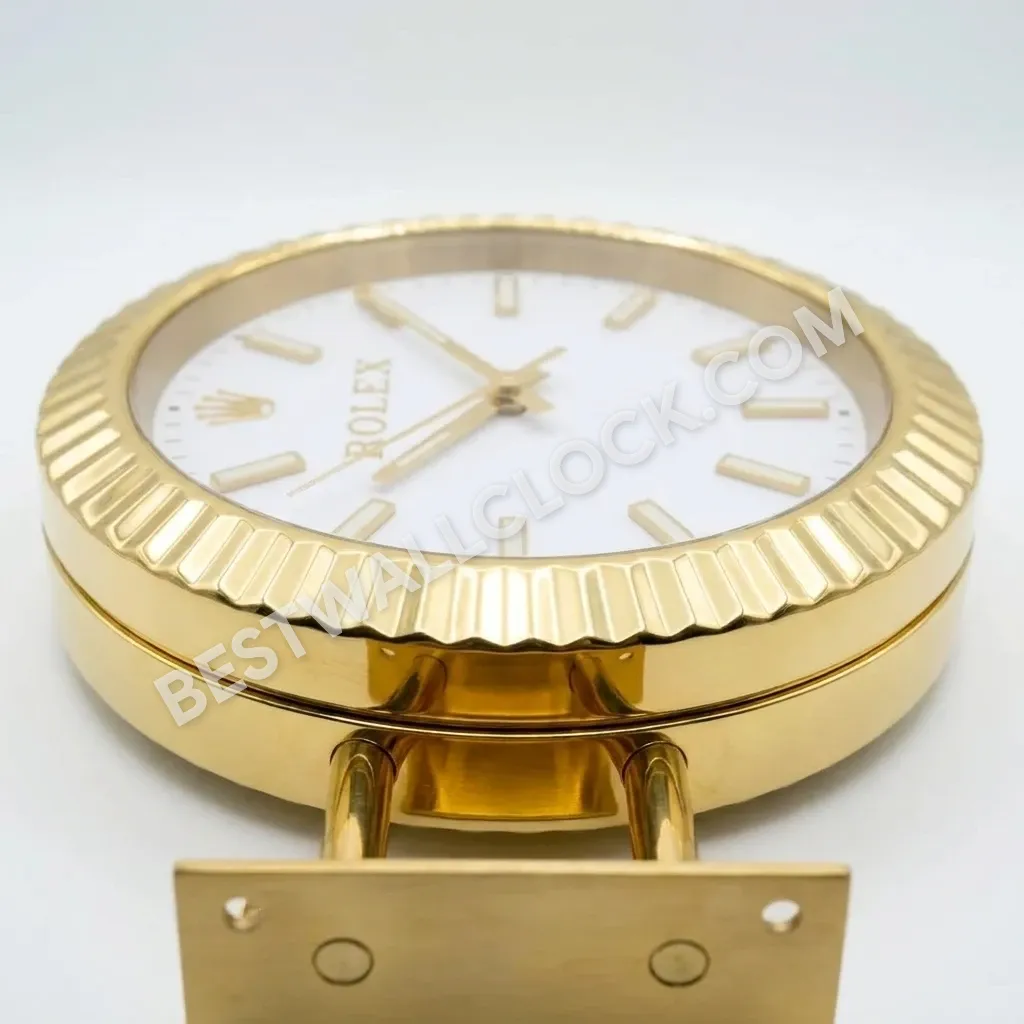 Oyster Perpetual Gold (DOUBLE) Fluted White Dial 34cm – Dealer Display Wall Clock - Image 8