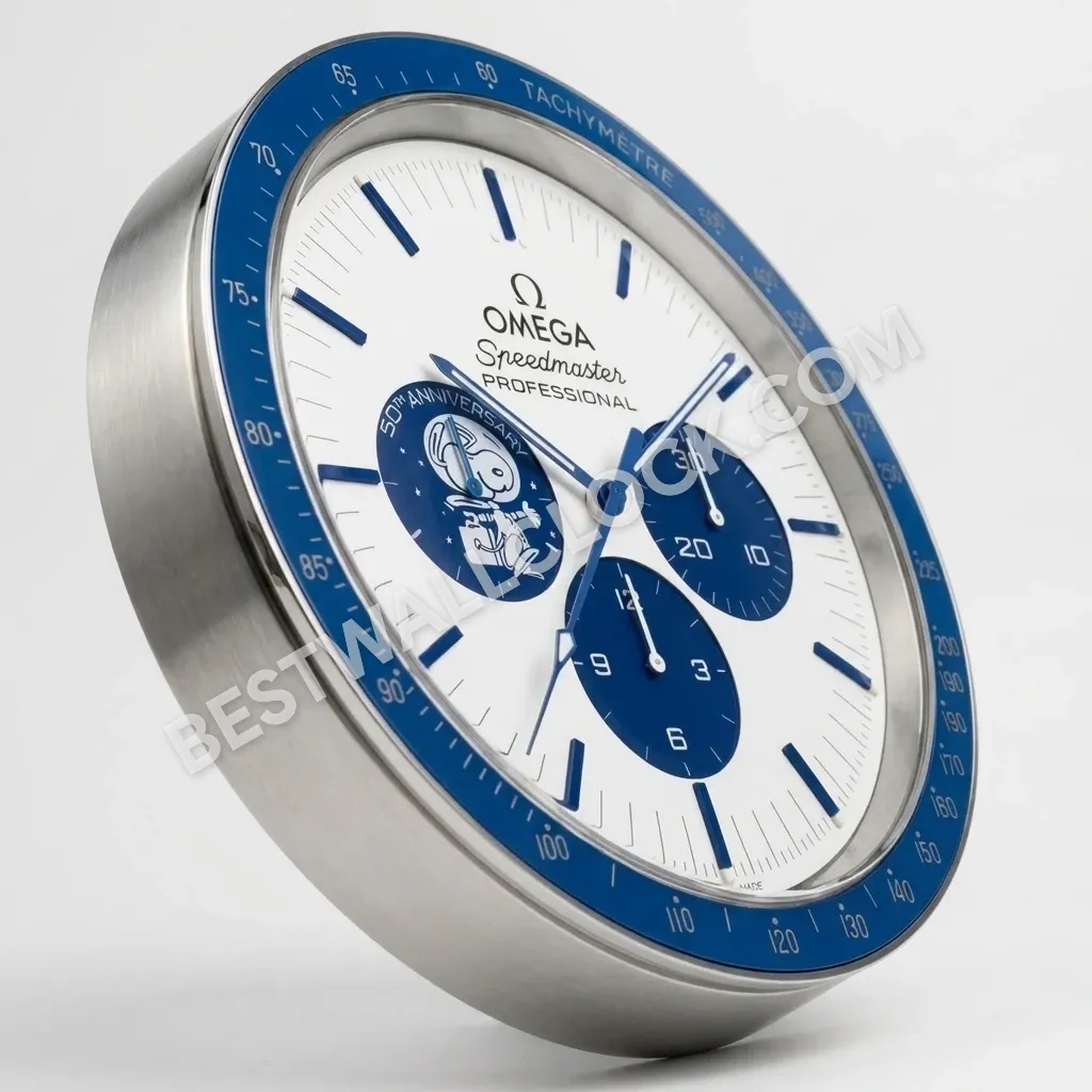 Omega Speedmaster Professional ("Silver Snoopy Award" 50th Anniversary) 38cm – Dealer Display Wall Clock